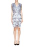 Main View - Click To Enlarge - ARMANI COLLEZIONI - Blurred geometric print belted chiffon dress
