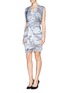 Figure View - Click To Enlarge - ARMANI COLLEZIONI - Blurred geometric print belted chiffon dress
