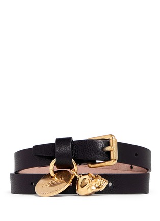 Main View - Click To Enlarge - ALEXANDER MCQUEEN - Skull charm double wrap leather bracelet