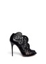 Main View - Click To Enlarge - ALEXANDER MCQUEEN - V-throat floral perforation leather booties