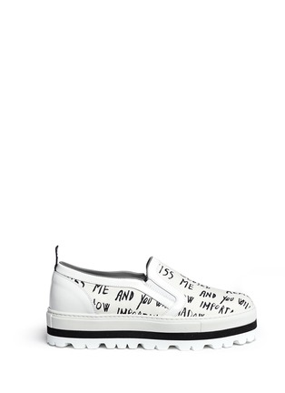 Main View - Click To Enlarge - MSGM - Text print canvas flatform slip-ons