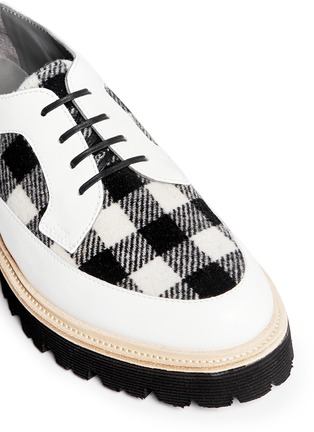 Detail View - Click To Enlarge - MSGM - Check wool patent leather Derbies