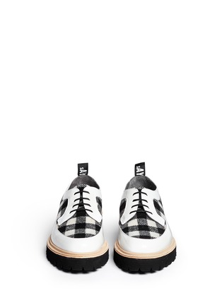 Figure View - Click To Enlarge - MSGM - Check wool patent leather Derbies