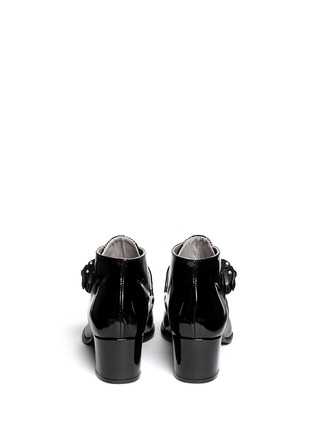 Back View - Click To Enlarge - MSGM - Check vamp patent leather ankle boots