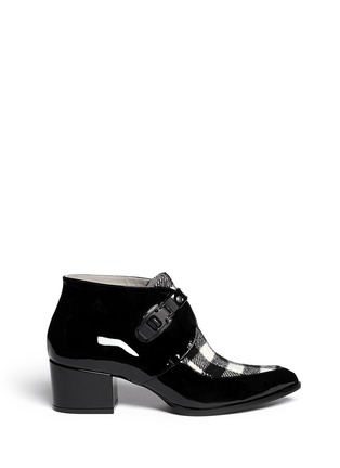 Main View - Click To Enlarge - MSGM - Check vamp patent leather ankle boots