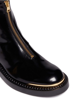 Detail View - Click To Enlarge - MARNI - Metal plate zip leather Chelsea boots