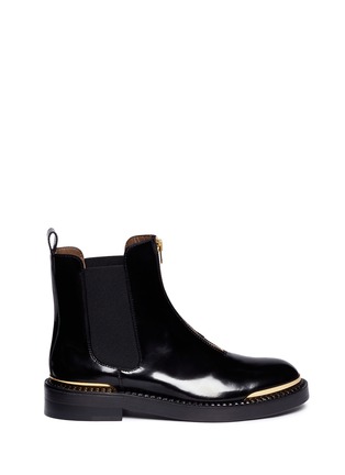 Main View - Click To Enlarge - MARNI - Metal plate zip leather Chelsea boots