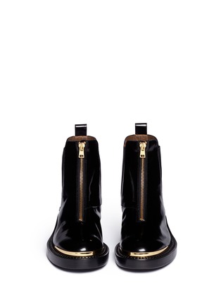 Figure View - Click To Enlarge - MARNI - Metal plate zip leather Chelsea boots