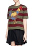 Front View - Click To Enlarge - STELLA JEAN - 'Zaira' rooster intarsia stripe wool sweater