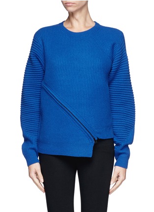 Main View - Click To Enlarge - OPENING CEREMONY - Slash zip alternate wool knit sweater