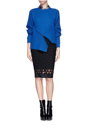 Figure View - Click To Enlarge - OPENING CEREMONY - Slash zip alternate wool knit sweater