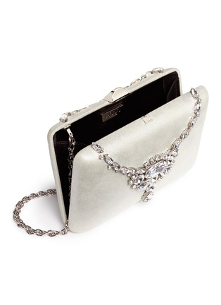  - RODO - Jewelled necklace shimmer satin clutch bag
