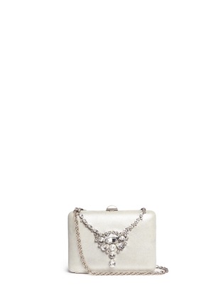 Main View - Click To Enlarge - RODO - Jewelled necklace shimmer satin clutch bag