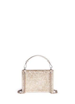 Detail View - Click To Enlarge - RODO - Strass embellished metallic leather crossbody clutch