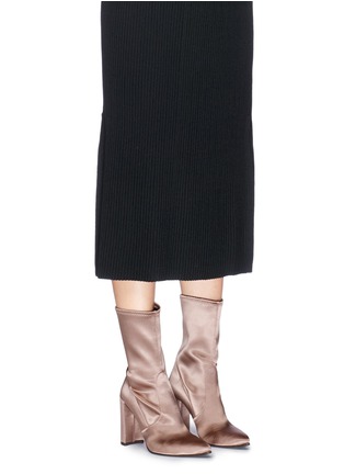 Figure View - Click To Enlarge - STUART WEITZMAN - 'Clinger' stretch satin mid calf boots