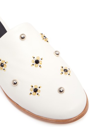 Detail View - Click To Enlarge - TIBI - 'Kirsi' floral beaded leather wedge slide sandals