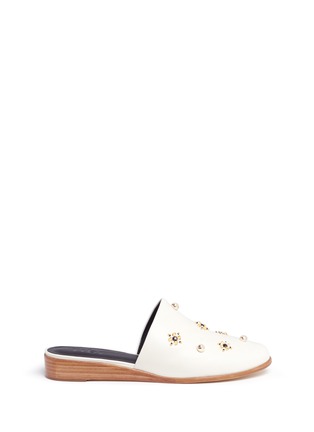 Main View - Click To Enlarge - TIBI - 'Kirsi' floral beaded leather wedge slide sandals