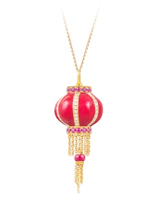 Main View - Click To Enlarge - BAO BAO WAN - Red Lantern' diamond ruby 18k yellow gold enamel necklace