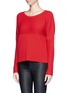Front View - Click To Enlarge - HELMUT LANG - Plov' high low wool rib sweater