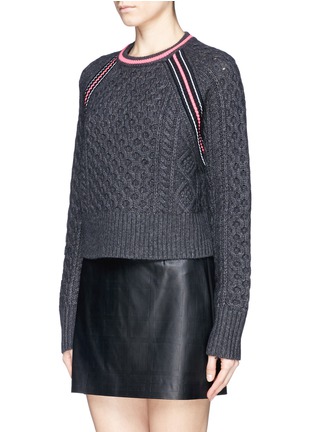 Front View - Click To Enlarge - T BY ALEXANDER WANG - Cropped cable knit sweater