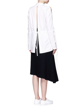 Back View - Click To Enlarge - DION LEE - Tie open back slit sleeve shirt