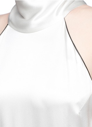 Detail View - Click To Enlarge - GALVAN LONDON - Sash neck piped satin jumpsuit
