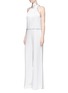 Figure View - Click To Enlarge - GALVAN LONDON - Sash neck piped satin jumpsuit