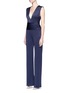 Front View - Click To Enlarge - GALVAN LONDON - 'Signature Wrap' satin-crepe sleeveless jumpsuit
