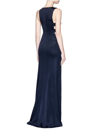 Back View - Click To Enlarge - GALVAN LONDON - Crisscross elastic strap jersey maxi gown