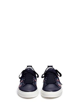 Front View - Click To Enlarge - LANVIN - Zigzag stripe lambskin leather sneakers