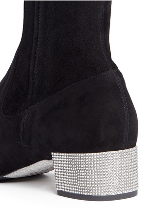 Detail View - Click To Enlarge - RENÉ CAOVILLA - Strass pavé heel thigh high suede boots