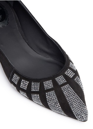 Detail View - Click To Enlarge - RENÉ CAOVILLA - Strass pavé panel suede skimmer flats