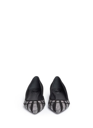 Front View - Click To Enlarge - RENÉ CAOVILLA - Strass pavé panel suede skimmer flats