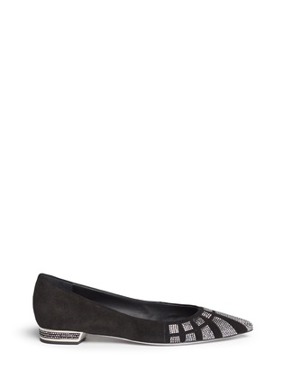 Main View - Click To Enlarge - RENÉ CAOVILLA - Strass pavé panel suede skimmer flats
