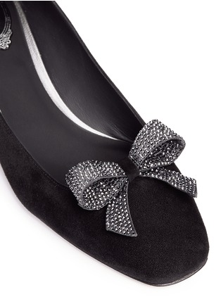 Detail View - Click To Enlarge - RENÉ CAOVILLA - Strass pavé bow and heel suede pumps