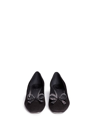 Front View - Click To Enlarge - RENÉ CAOVILLA - Strass pavé bow and heel suede pumps