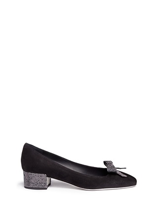 Main View - Click To Enlarge - RENÉ CAOVILLA - Strass pavé bow and heel suede pumps