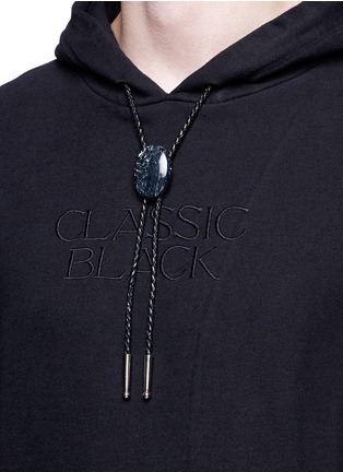 Detail View - Click To Enlarge - ALEXANDER WANG - Slogan embroidered bolo tie hoodie
