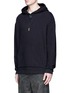 Front View - Click To Enlarge - ALEXANDER WANG - Slogan embroidered bolo tie hoodie