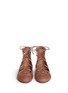 Front View - Click To Enlarge - ALAÏA - Graduating eyelet suede lace-up ghillie flats