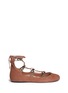 Main View - Click To Enlarge - ALAÏA - Graduating eyelet suede lace-up ghillie flats