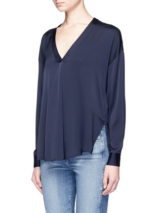 Front View - Click To Enlarge - VINCE - 'Crossover Vee' V-neck silk georgette blouse