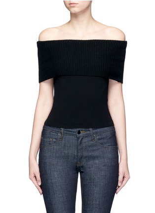 Main View - Click To Enlarge - ALICE & OLIVIA - 'Romi' wool blend knit off-shoulder top