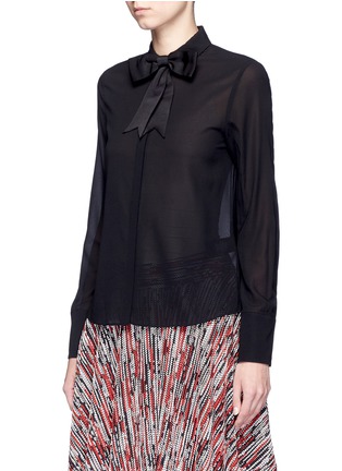 Front View - Click To Enlarge - ALICE & OLIVIA - 'Felipa' bow collar stretch silk shirt