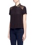 Front View - Click To Enlarge - ALICE & OLIVIA - 'Koi' floral lace insert stud collar silk shirt