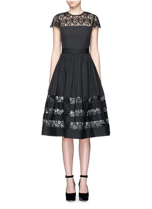 Main View - Click To Enlarge - ALICE & OLIVIA - 'Mallie' floral guipure lace panel flare dress