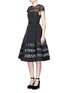 Figure View - Click To Enlarge - ALICE & OLIVIA - 'Mallie' floral guipure lace panel flare dress