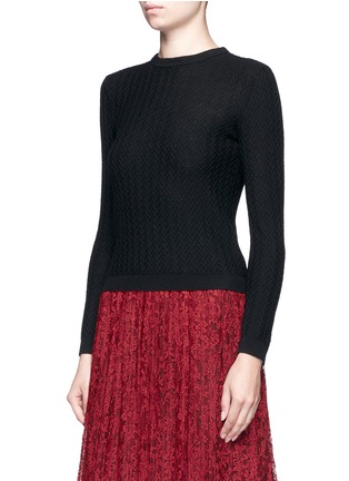 Detail View - Click To Enlarge - ALICE & OLIVIA - 'Brooke' bird embroidered collar textured sweater