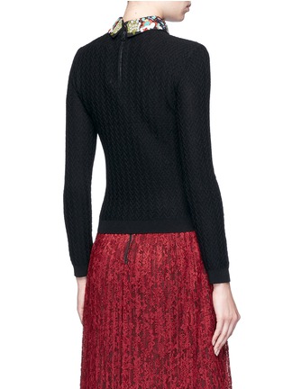 Back View - Click To Enlarge - ALICE & OLIVIA - 'Brooke' bird embroidered collar textured sweater