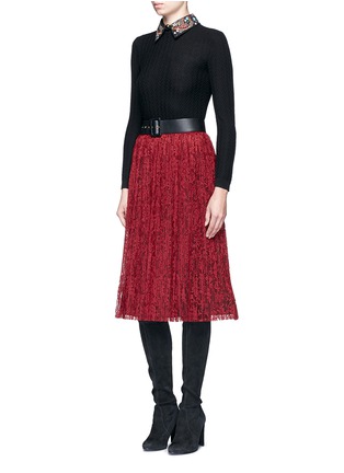 Figure View - Click To Enlarge - ALICE & OLIVIA - 'Brooke' bird embroidered collar textured sweater